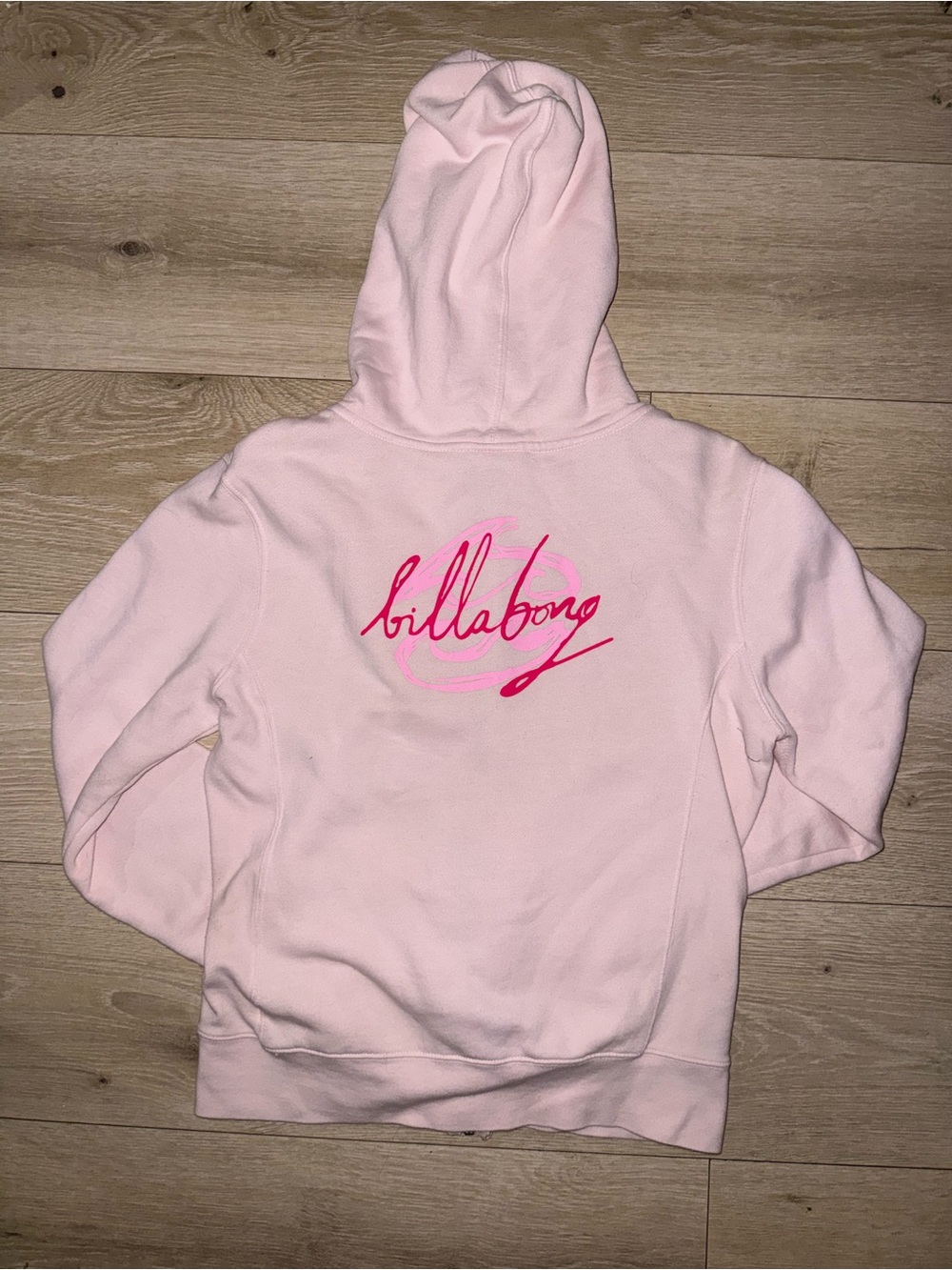 Vintage Billabong Spell Out Baby Pink Zip Up Hoodie